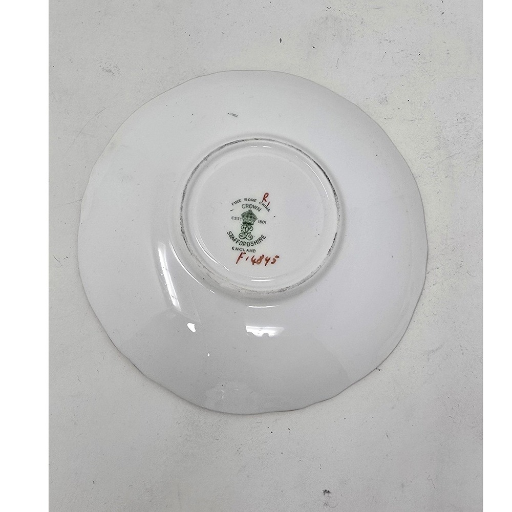 Vtg Crown staffordshire tea cup and saucer in Forget Me Not Bone China - Picture 7 of 7